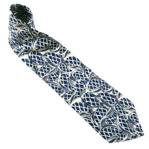 Alberto Zerra Rome New York Men Necktie Blue Geometric 59x3.75 - NWOT